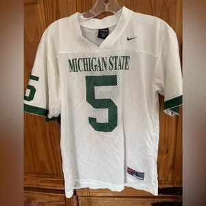 Nike White & Green Michigan State #5 Football Jersey